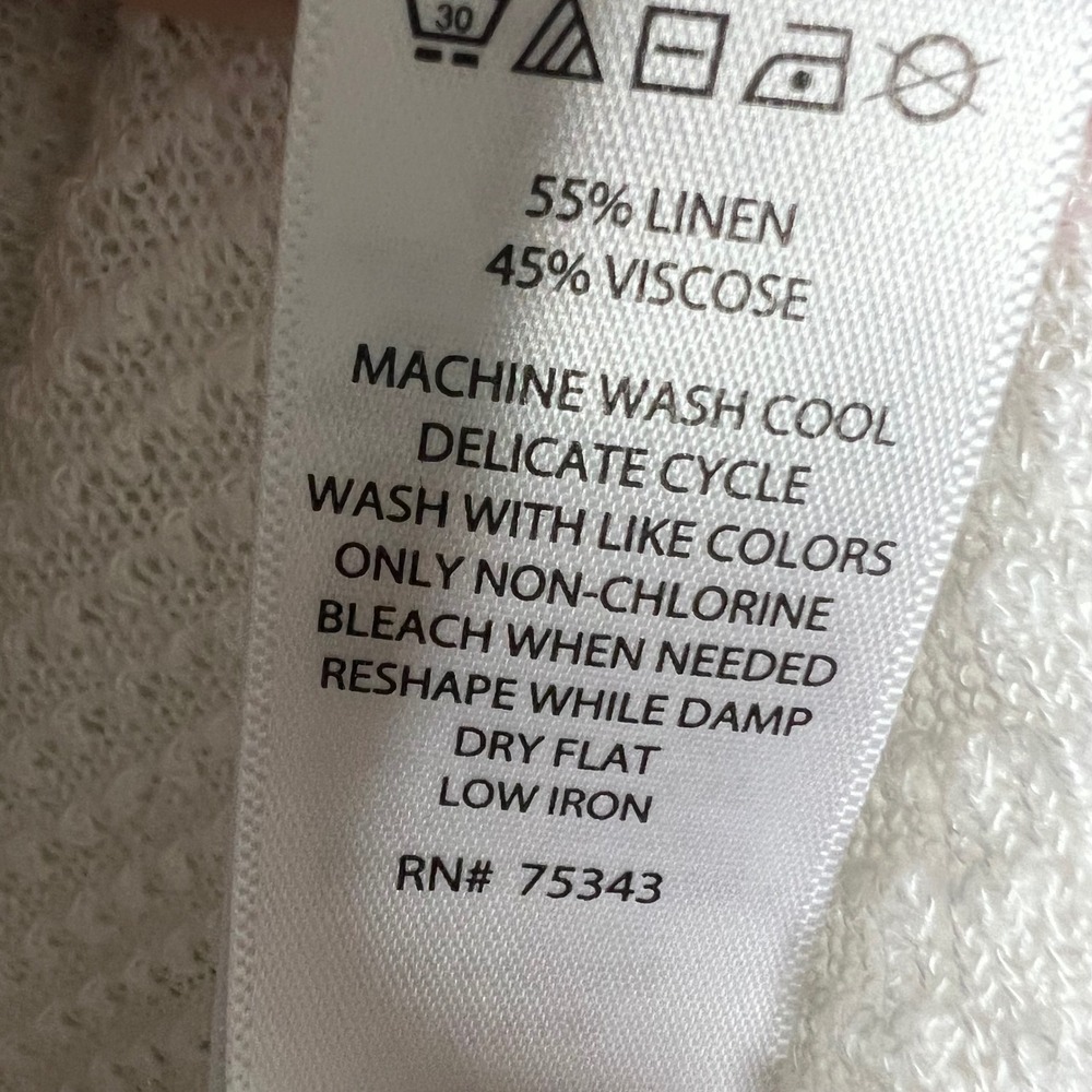 Rachel Zoe Linen Blend Cardigan Size M White Longline Duster Open Front Beach - Picture 7 of 7